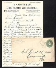 S.A. Martin & Co. Eureka KS 1897 Letter to C. S. Russell Banker Curwensville, PA picture