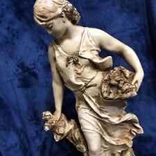 HIP MOREAU Statue by ALEXANDER BACKER CO Chalkware Girl holding basket READ/179 picture
