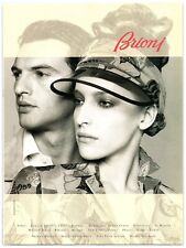 2003 Brioni Print Ad, Stylish Man & Woman Visor Hat Floral Print Coat Luxury picture