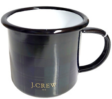 J.Crew Factory Tartan Tin Mug Blackwatch sm Navy Black Plaid Carbon Steel NWT picture