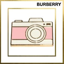 Burberry • Pink & White Enamel Retro Camera Lapel Pin Badge • Vintage • New  picture