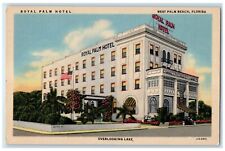 c1940 Royal Palm Hotel Overlooking Lake West Palm Beach Florida Vintage Postcard picture
