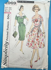 Half Size Dress Slenderette Pattern Simplicity 2969 Size 22.5 1950's Vintage picture