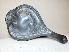 Victorian Silver Plated Antique Hand Mirror With Rampant Lion And Floral Design picture
