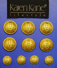 10 KAREN KANE blazer replacement gold tone solid metal buttons Good Used cond. picture