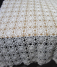 Vintage Crocheted Lace Bedspread Coverlet Granny Core Cotton 68x86 picture