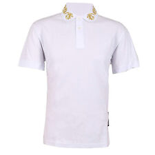 Versace Jeans Couture Men's White Gold Collar Logo Pique Polo T-Shirt picture