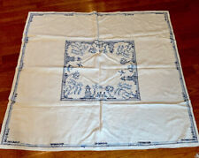 VINTAGE Asian Theme HAND EMBROIDERED CROSS STITCH TABLECLOTH  Pagoda 52” Fine picture