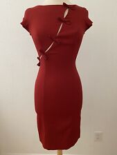 Vintage Moschino Cheap & Chic Dark Red pencil Dress Bow Cutout Detail size 6 picture