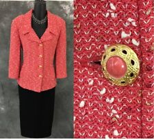 BEAUTIFUL St John collection jacket knit coral multi suit blazer size 8 picture