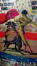 Bullfight Print, Plaza De San Sebastian - Manolo Vazquez -21 x32 in. Vintage picture