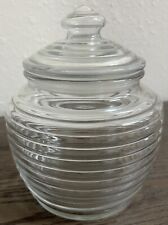 Vintage Anchor Hocking Ribbed BEEHIVE Glass Apothecary Storage Jar w/Lid USA picture