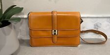 Vintage Bally Leather Shoulder Crossbody Bag Purse B logo Brown Gold Authentic  picture
