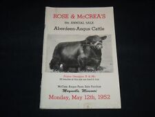 1952 ROSE & MCCREA'S ABERDEEN-ANGUS BREEDERS' 8TH ANNUAL SALE CATALOG - J 9115 picture
