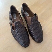 Bally Mens Sorrento Brown Woven Leather Fisherman Style Closed Heel Sz 11 Italy picture