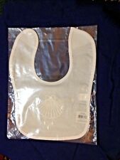 New  Baby BAPTISMAL BIB Embroidered Shell, White Linen/Cotton, Beautiful GIFT picture