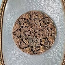Antique Gold Gilt Ormolu Filigree Vanity Hair Brush Green Guilloche Hollywood  picture