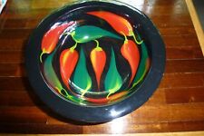 Vintage ROBERTO RIOS Signed & Hand Painted Mexican Folk Art Wooden Bowl, Peppers picture