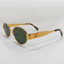 Celine CL40235U Triomphe Gold Metal Frame Green Lenses Sunglasses picture