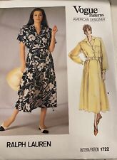 Vogue Designer Ralph Lauren 1722 misses loose casual dress belted sz 10 UNCUT picture