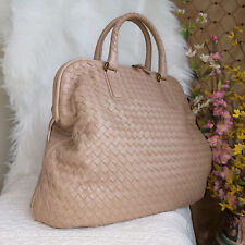 Bottega Veneta Intrecciato Woven Nappa Leather Beige Frame Satchel Colonial Bag picture