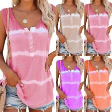 Women Tie-dye Sleeveless Tank Tops Summer Loose T Shirts Tops Blouse Plus Size picture