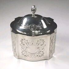 VINTAGE Stainless Steel INTERNATIONAL SILVER CO. Felt-Lined Engraved Trinket Box picture