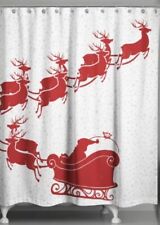 NEW - Christmas Fabric Shower Curtain Santa’s Sleigh 70