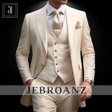 New Elegant Bespok Off White Suit For men , Men Suit 3 piece, Groom Wedding Suit picture