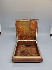 🌟🌟Vintage Genuine Square Alabaster Brown Trinket Box Made in Italy🌟🌟 picture