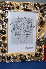 JEWELRY RHINESTONE DECORATED PICTURE FRAME ONE OF A KIND ART BY ALICE MCCRAY picture