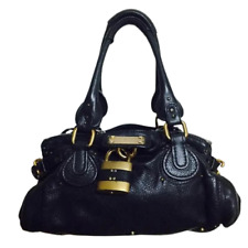 CHLOE Paddington Cadena Padlock Hand Bag Black Leather USED Authentic picture