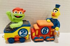 Vintage Sesame Street Oscar the Grouch and Bert Christmas Train Ornaments picture