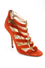 Jimmy Choo Womens Back Zipped Cut-Out Strappy Stiletto Heels Orange Size EUR38 picture