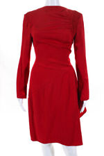 Valentino Womens Ruched Asymmetrical Flared Hem Formal Dress Red Size 6 picture