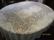 Vintage Stunning Ivory Quaker Lace tablecloth 88 x 65