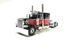 DCP 1/64 SCALE PETERBILT 389 FLAT TOP SLEEPER,  BLACK & RED WITH SILVER STRIPE picture