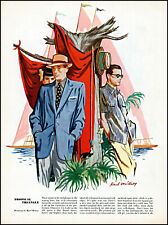 1948 Karl Milroy art men's fashions sailboats blazer hats vintage print Ad adL44 picture