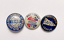 3 VNT PINS - WI SAFETY LEAGUE, UNITED STEELWORKERS, JR AMERICAN CITIZENS A984 picture