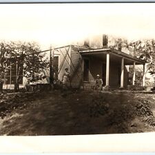 c1910s Outdoor Man Woman House RPPC Windmill Dog Home Real Photo PC A133 picture