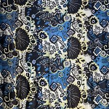 Vtg 70s Retro Fabric Abstract Shiny Polyester Knit Screenprint Ribbed 87