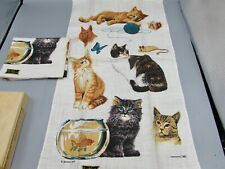 Two Linen Cat Tea Towels Kay Dee Handprints R Batchelder picture