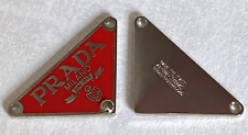 LOT of 2 Prada Milano Logo little  Button Plate Metal Emblem Triangle Plate picture