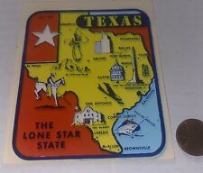 Vintage Texas Water Decal Lone Star State Souvenir Sticker 4x3 picture