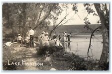 c1910's Men Women Fishing Scene Lake Madison South Dakota SD RPPC Photo Postcard picture