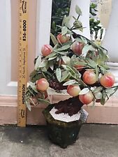 Vintage Chinese Glass Jade Tree With Plums in Pot 24