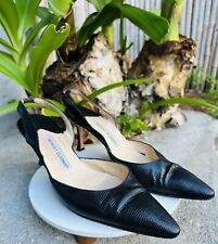 vintage manolo blahnik slingback Black Sandals Shoes Size 39 picture