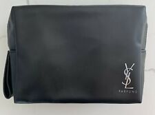 YSL YVES SAINT LAURENT Parfums black faux leather pouch toiletry bag dopp case picture