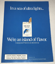 1991 Merit Cigarettes Magazine Vintage Paper Print Ad In a Sea of Ultra Lights picture