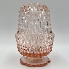 Vintage Indiana Glass Pink Fairy Lamp  Diamond Point ~  5 1/4 Inch Tall picture